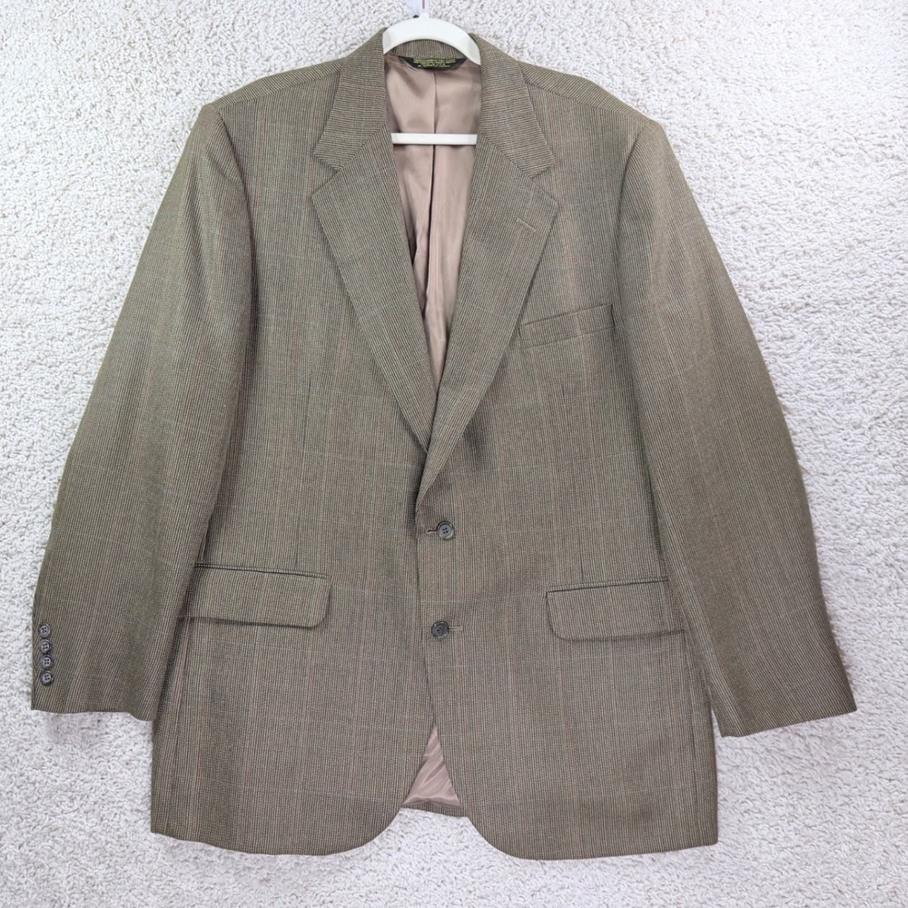 The Crestmark Collection Ingram's Sport Coat Mens XL Olive Plaid No Tag